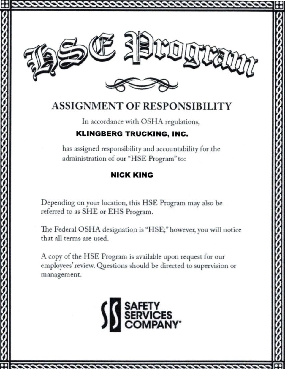 Klingberg Trucking, Inc